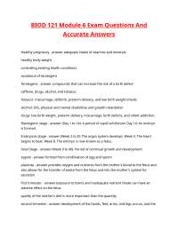 BIOD 121 Module 6 Exam Questions And Accurate Answers.
