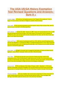 The UGA US/GA History Exemption Test Revised Questions and Answers / Sure A +