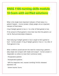 RNSG 1105 nursing skills module 10 Exam with verified solutions