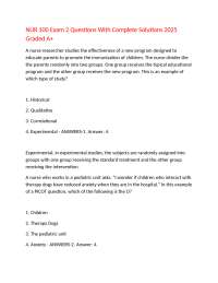 NUR 100 Exam 2 Questions With Complete Solutions 2025 Graded A+