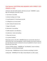 Pool Operator QUESTIONS AND ANSWERS 100% CORRECT 2025 GRADED A+ PASS.