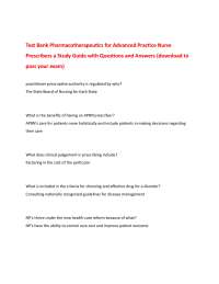 Test Bank Pharmacotherapeutics for Advanced Practice Nurse Prescribers a Study Guide with