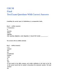 Banking Regulations Exam Questions and Answers