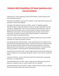 Students With Disabilities CST Exam Questions And Correct Answers.