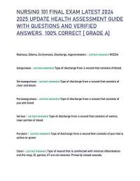NURSING 101 FINAL EXAM LATEST 2024 2025 UPDATE HEALTH ASSESSMENT GUIDE WITH QUESTIONS AND