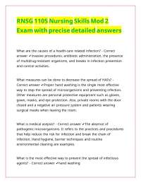 RNSG 1105 Nursing Skills Mod 2 Exam with precise detailed answers