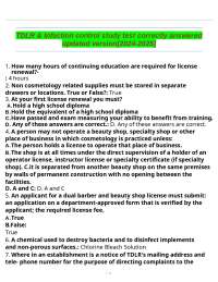 TDLR & Infection control study test correctly answered updated version[2024-2025]