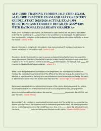 ALF CORE TRAINING FLORIDA /ALF CORE EXAM,  ALF CORE PRACTICE EXAM AND ALF CORE STUDY GUIDE