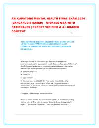 ATI CAPSTONE MENTAL HEALTH FINAL EXAM 2024 (VARCAROLIS-BASED) – UPDATED Q&A WITH RATIONALE