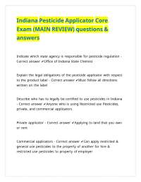 Indiana Pesticide Applicator Core Exam (MAIN REVIEW) questions & answers