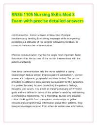 RNSG 1105 Nursing Skills Mod 3 Exam with precise detailed answers