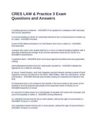 CRES LAW & Practice 3 Exam Questions and Answers