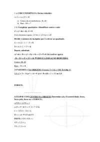 PROVA - QUÁDRICAS E CÔNICAS, GEOMETRIA ANALÍTICA
