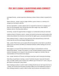 PSY 3011 EXAM 3 QUESTIONS AND CORRECT ANSWERS.