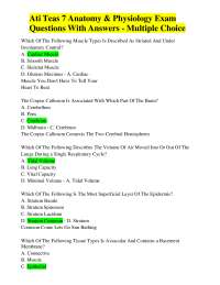 TEAS 7 Anatomy & Physiology Practice Questions - Multiple Choice Questions with Answers