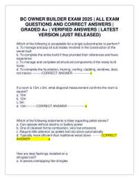 BC OWNER BUILDER EXAM 2025 | ALL EXAM QUESTIONS AND CORRECT ANSWERS | GRADED A+