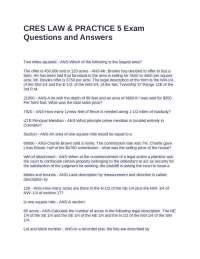 CRES LAW & PRACTICE 5 Exam Questions and Answers