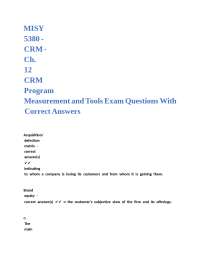 CRM Program Measurement and Tools Exam Questions