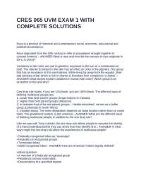 CRES 065 UVM EXAM 1 WITH COMPLETE SOLUTIONS