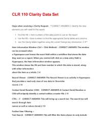 CLR 110 Clarity Data Set Questions And Answers With Complete Solutions 100% Correct Answer