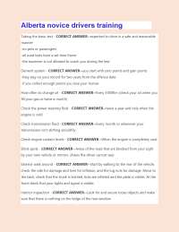 Alberta novice drivers training Questions And Answers With Complete Solutions 100% Correct