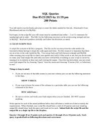 Project queries for my sql