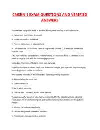 CMSRN 1 EXAM QUESTIONS AND VERIFIED ANSWERS.