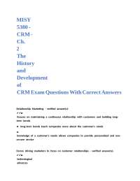 CRM History and Development: Exam Questions and Answers
