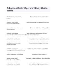 Arkansas Boiler Operator Study Guide Terms
