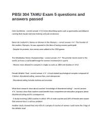 PBSI 304 TAMU Exam 5 questions and answers passed