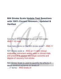 NIH Stroke Scale Update Test Questions  with 100% Correct Answers | Updated &  Verified