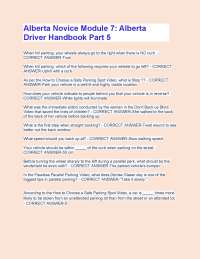 Alberta Novice Module 7: Alberta Driver Handbook Part 5 Questions & Answers Correctly Answ