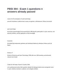 PBSI 304 - Exam 1 questions n answers already passed
