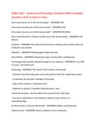 NURS 1002 - Anatomy & Physiology Questions With Complete Solutions 2025 Graded A+ Pass.