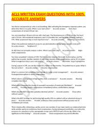 ACLS WRITTEN EXAM QUESTIONS WITH 100% ACCURATE ANSWERS