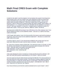 Math Final CRES Exam with Complete Solutions