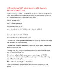 UHC Certification 2025  Latest Questions With Complete Solutions Graded A+ Pass.
