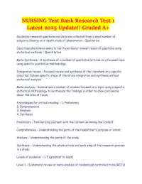 Nursing Research Test 1 | Full Test Bank | 2025 Update | Graded A+