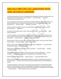 AHA ACLS WRITTEN TEST QUESTIONS WITH 100% ACCURATE ANSWERS