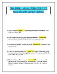 CWEA GRADE 1 LAB ANALYST PRACTICE TEST 2 QUESTIONS WITH CORRECT ANSWERS