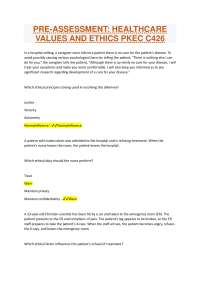 PRE-ASSESSMENT: HEALTHCARE VALUES AND ETHICS PKEC C426