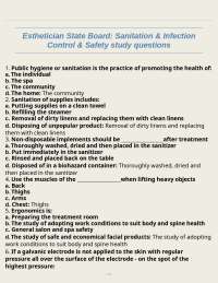 Esthetician State Board: Sanitation & Infection Control & Safety study questions