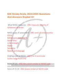 NIH Stroke Scale 2024-2025 Questions  And Answers Graded A+