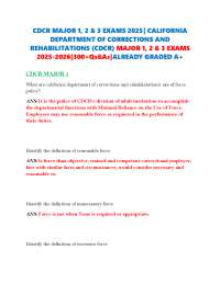 CDCR MAJOR 1, 2 & 3 EXAMS 2025|300+Qs&As|NEW UPDATE SUMMER-FALL 2025-2026|GRADED A+