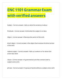 ENC 1101 Grammar Exam with verified answers