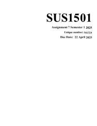 SUS1501 – Sustainability and Greed – Assignment 7 Answers | University of South Africa (UN