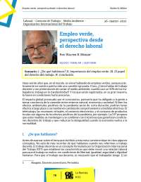 Empleo Verde referido al nuevo concepto de empleo ecologicamente sustentable.