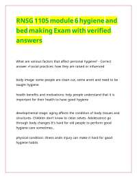 RNSG 1105 module 6 hygiene and bed making Exam with verified answers