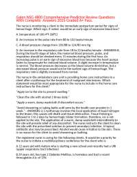 Galen NSG 4800 Comprehensive Predictor Review Questions With Complete  Answers 2025 Graded