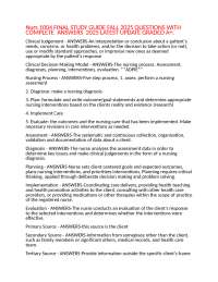 Nurs 1004 FINAL STUDY GUIDE FALL 2025 QUESTIONS WITH COMPLETE  ANSWERS  2025 LATEST UPDATE